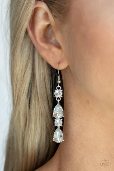 Raise Your Glass to Glamorous - White Paparazzi Earrings (PZ-3895)