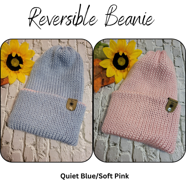 Campfire Beanie - Pink/Blue - Country Craft Barn Knit Hat - (#2028)