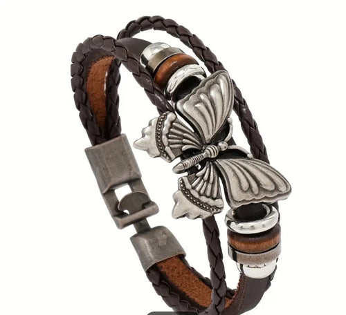 Butterfly Statement - Leather Country Craft Barn Bracelet (#306)