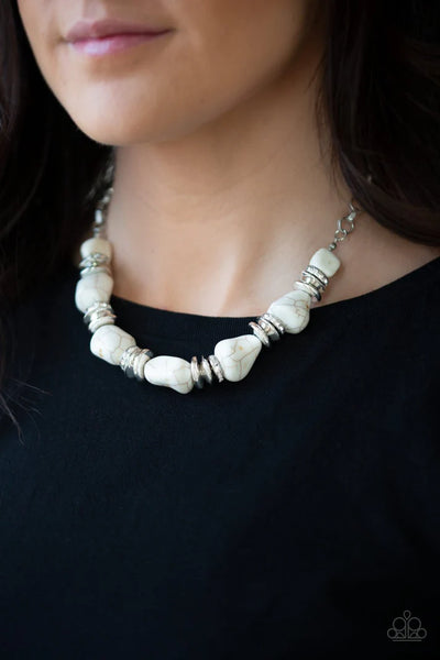 Stunningly Stone Age - white - Paparazzi necklace