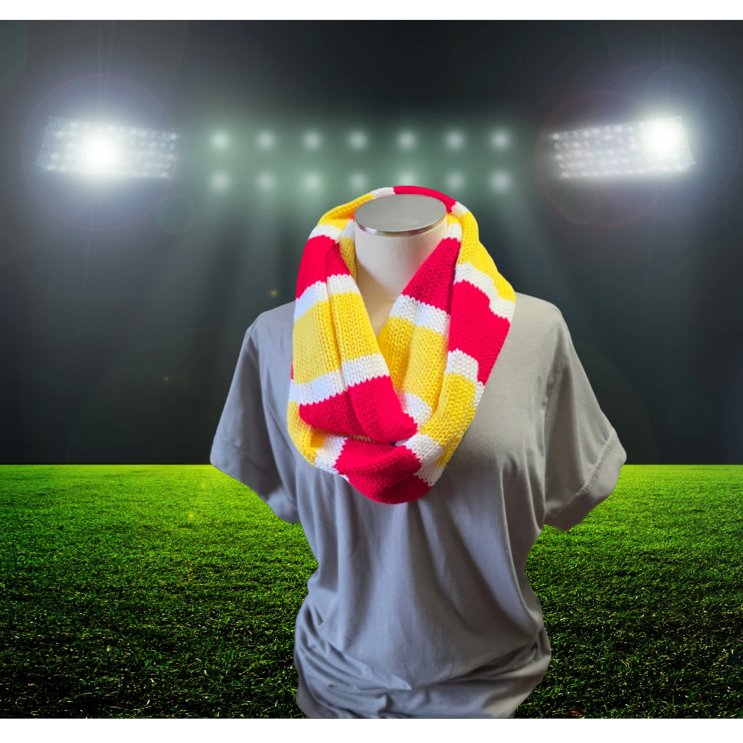 Team Spirit - Red/Yellow/White Country Craft Barn Infinity Scarf (KS-1046)