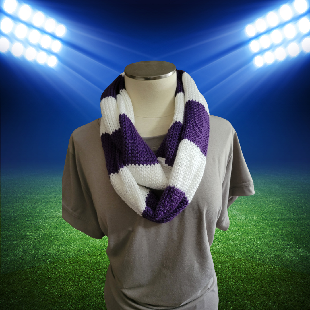 Team Spirit - Purple/White Country Craft Barn Infinity Scarf (SC-1027)