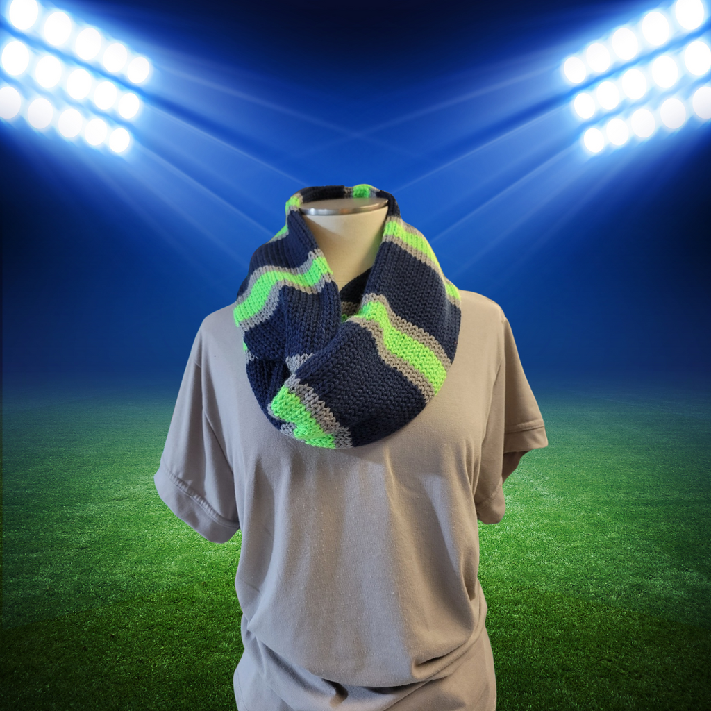 Team Spirit - Blue/Chartreuse/Gray Country Craft Barn Infinity Scarf (SC-1041)