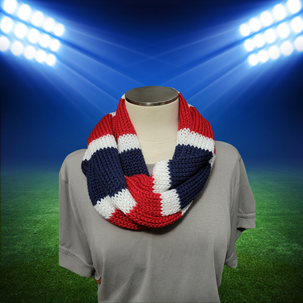 Team Spirit - Red/Navy/White Country Craft Barn Infinity Scarf (SC-1034)