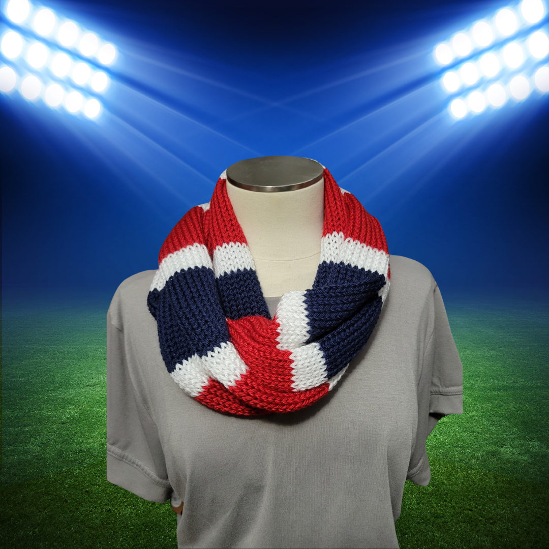Team Spirit - Red/Navy/White Country Craft Barn Infinity Scarf (SC-1034)