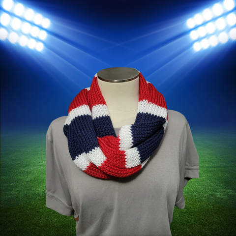 Team Spirit - Red/Navy/White Country Craft Barn Infinity Scarf (#1034)