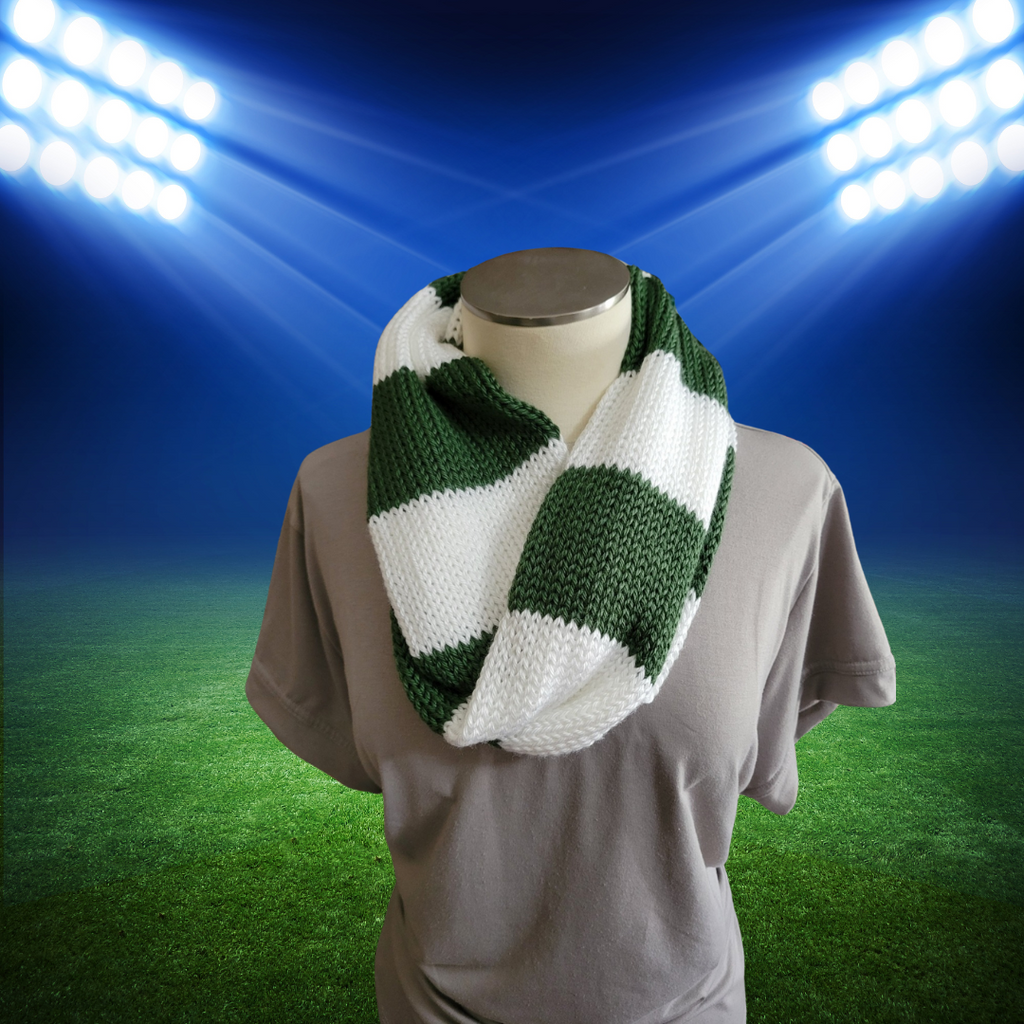 Team Spirit - Green/White Country Craft Barn Infinity Scarf (SC-1028)