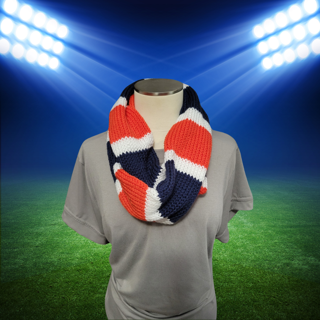 Team Spirit - Orange/Navy/White Country Craft Barn Infinity Scarf (SC-1033)