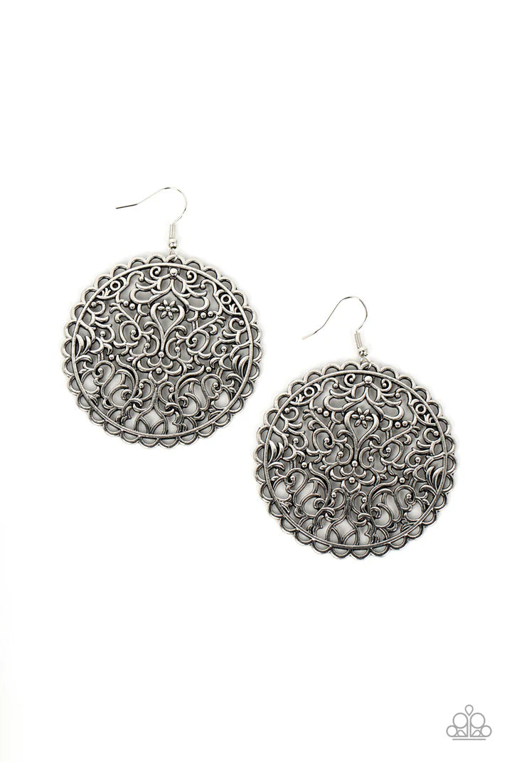 The Whole Nine VINEYARDS - silver - Paparazzi earrings (PZ-3963)