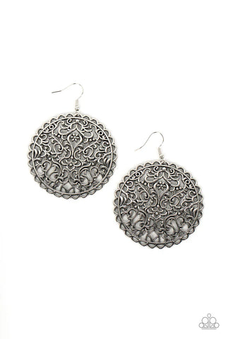 The Whole Nine VINEYARDS - silver - Paparazzi earrings (PZ-1743)