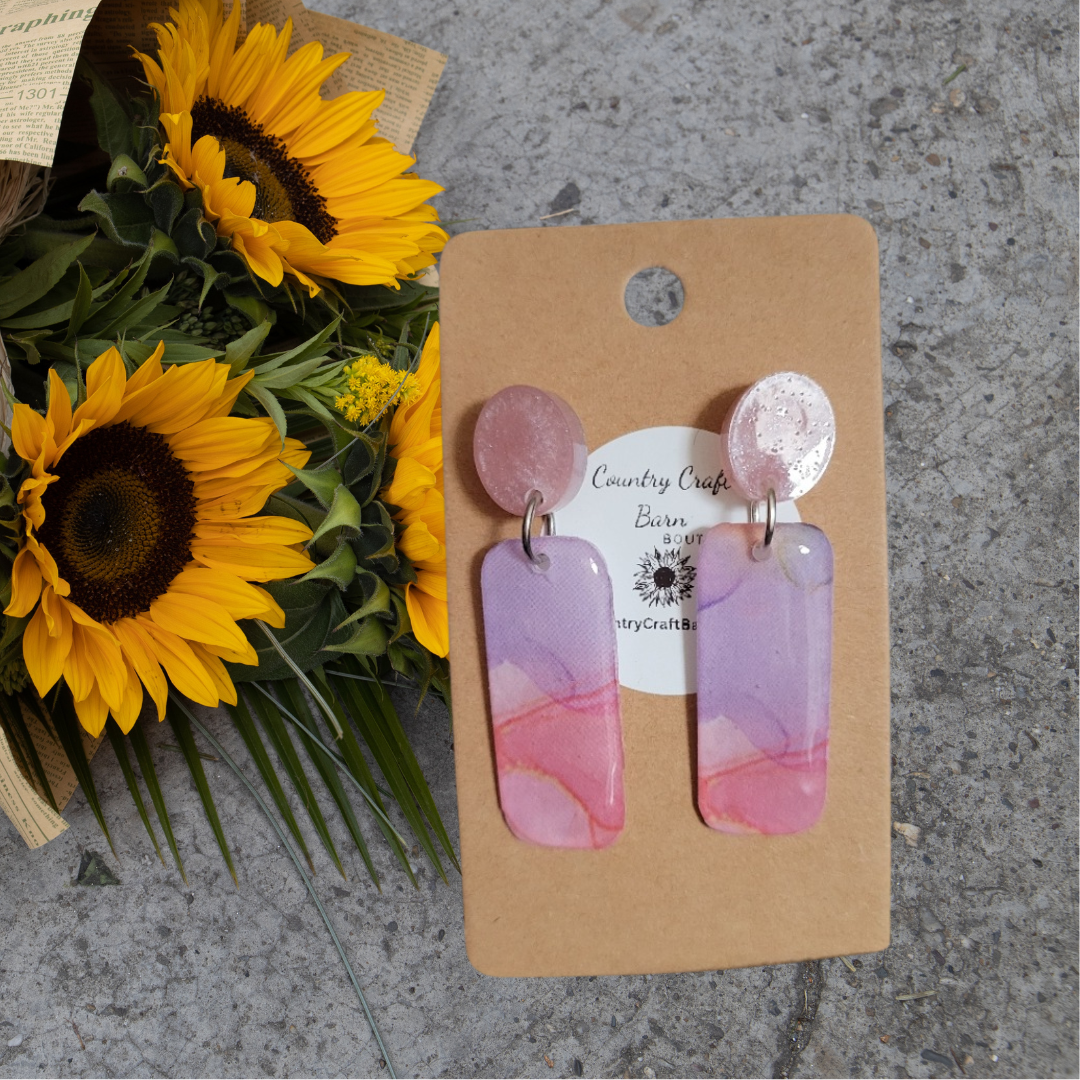 Water Color Wonder - Pink Country Craft Barn Earrings (#297)