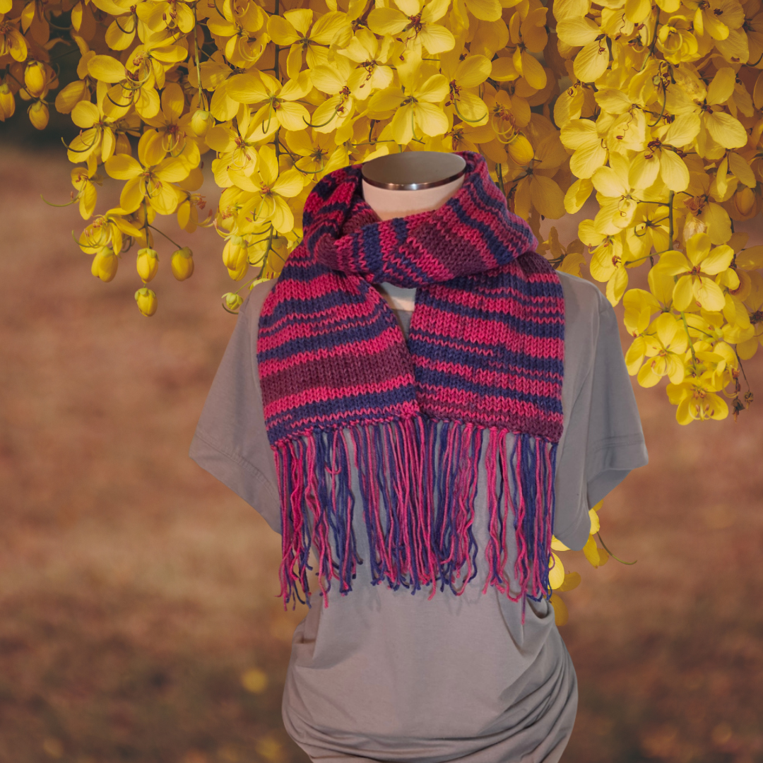 Serenity - Pink/Purple/Blue Country Craft Barn Fringe Scarf (KS-1013)