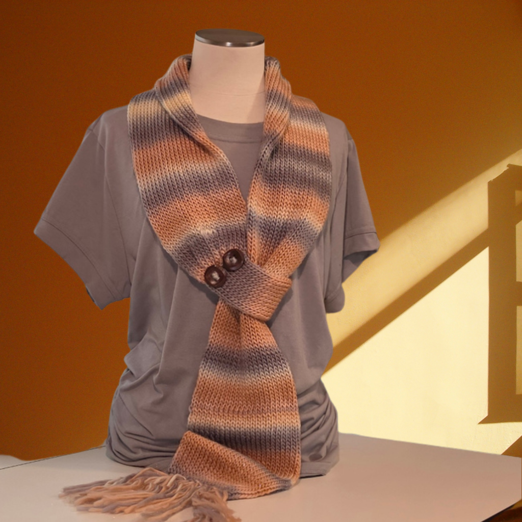 Fawn - Tan/Gray Country Craft Barn Fringe Scarf (KS-1008)