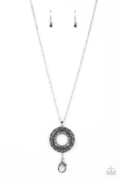 Wintry Wreath - silver - Paparazzi LANYARD necklace (PZ-5461)