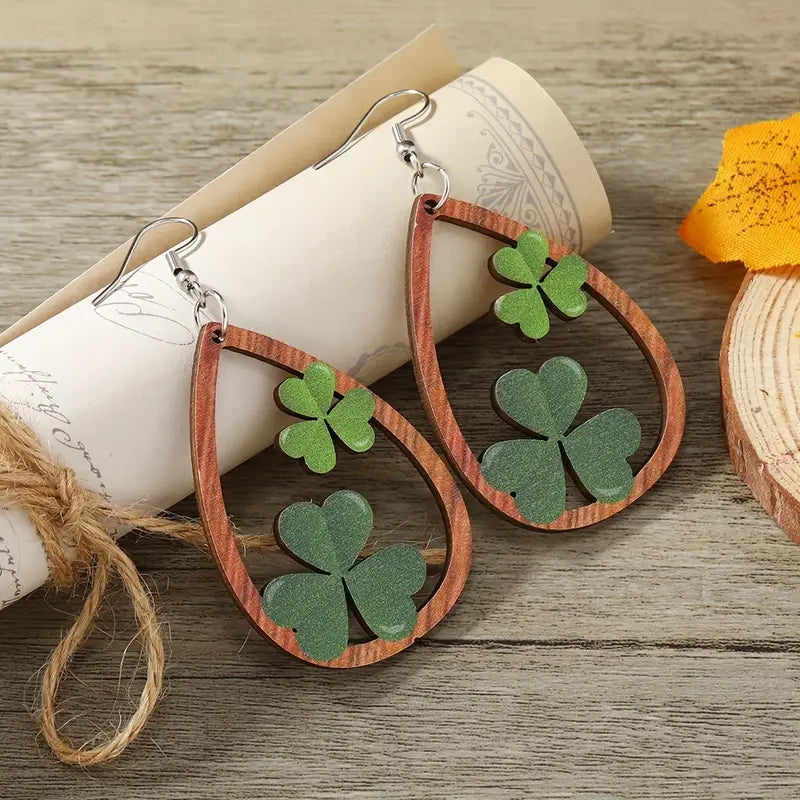 Irish Eyes - Green Country Craft Barn Wooden Earrings (E-103)