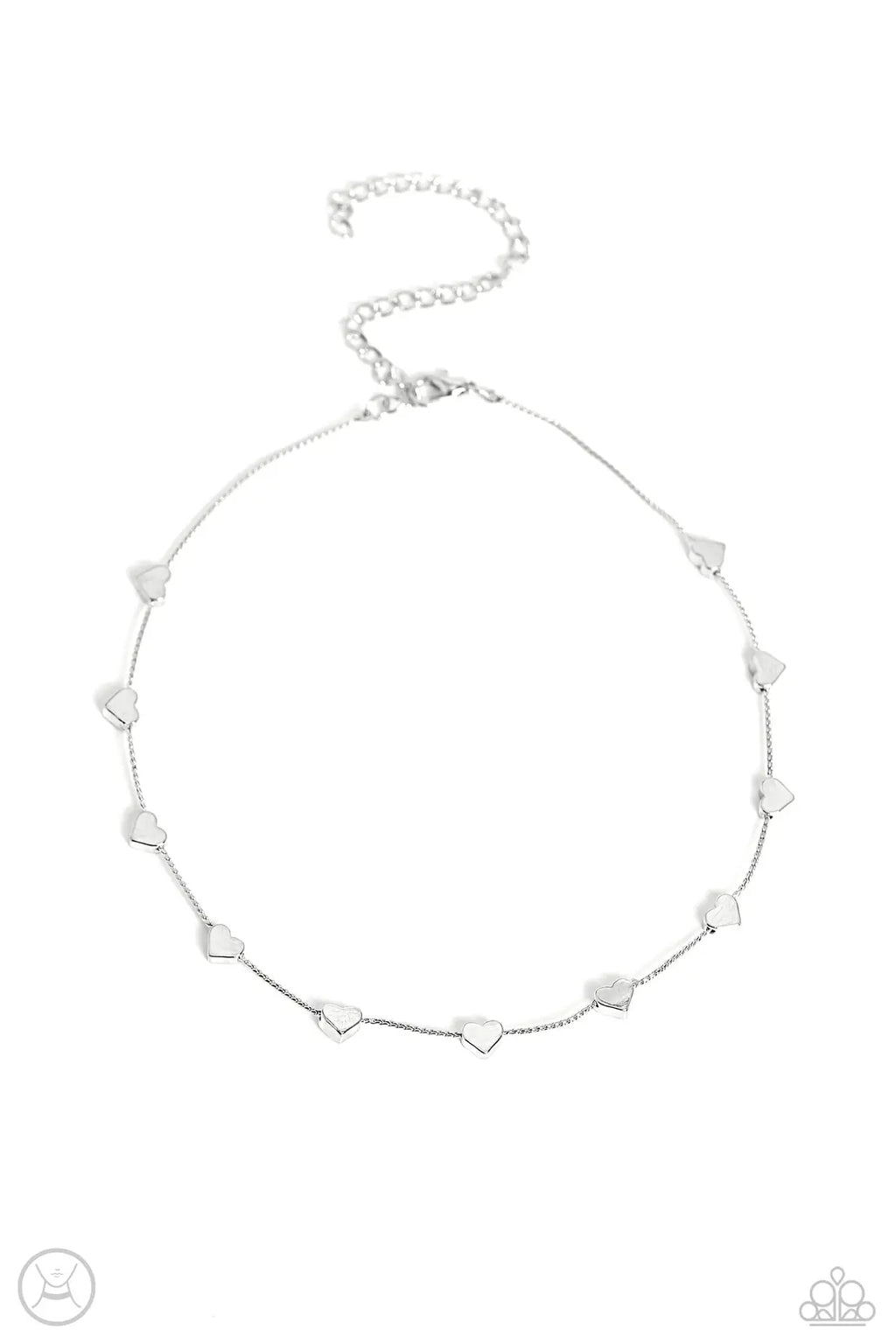 Public Display of Affection - Silver Heart Choker Necklace - Paparazzi