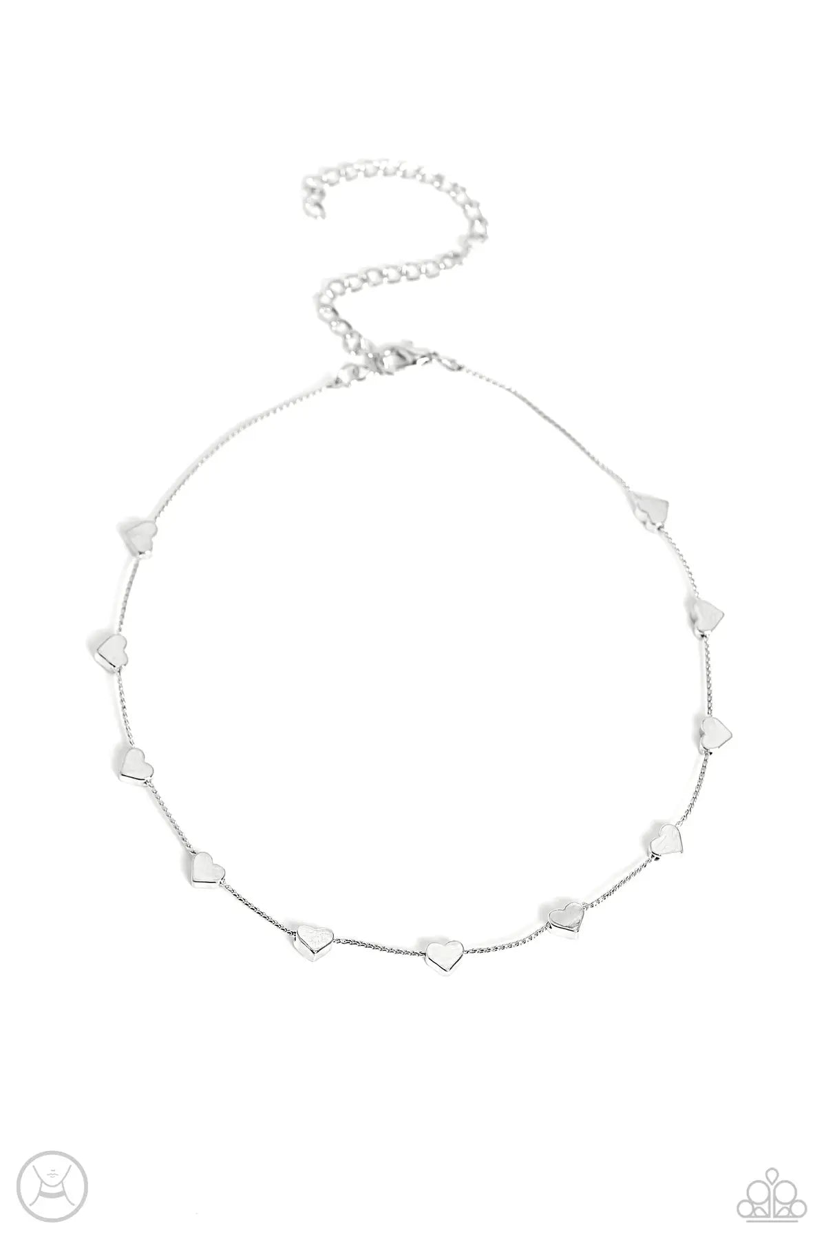 Public Display of Affection - Silver Heart Choker Necklace - Paparazzi