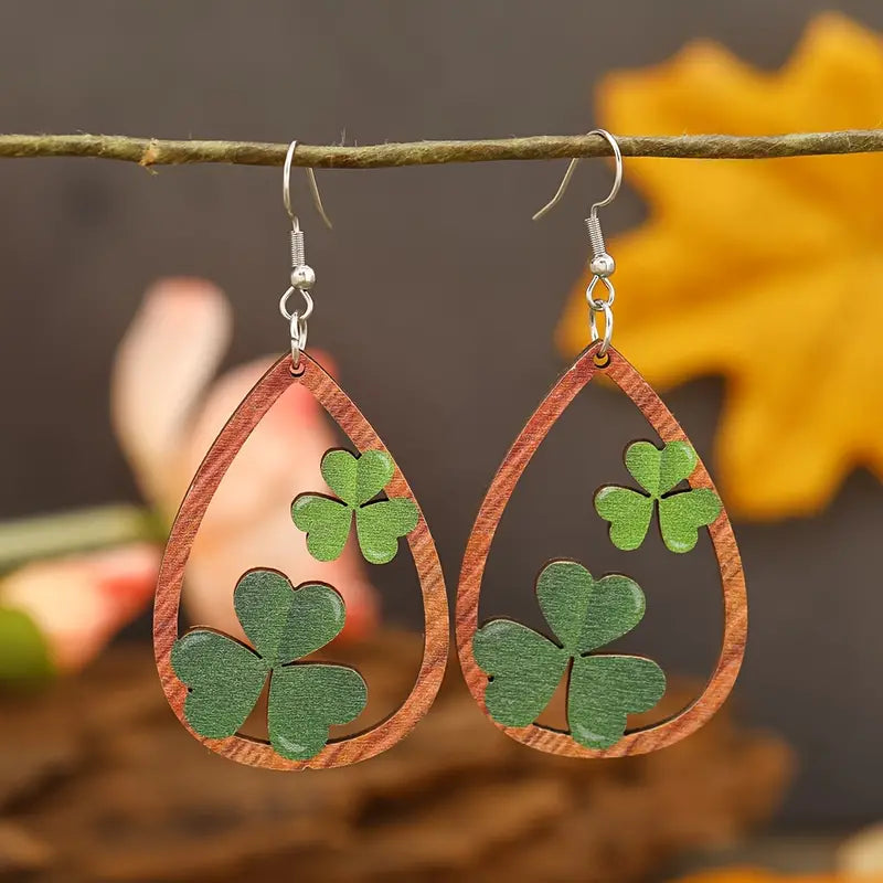 Irish Eyes - Green Country Craft Barn Wooden Earrings (E-103)