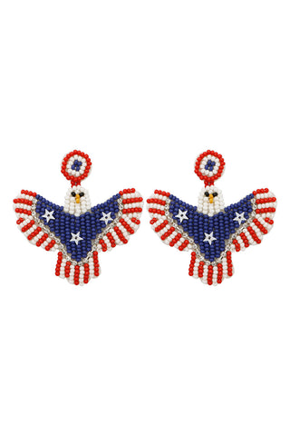 Patriotic Amertican Bald Eagle Beaded Earrings