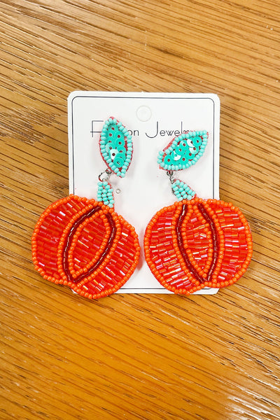 Pumpkin Bead Halloween Earrings