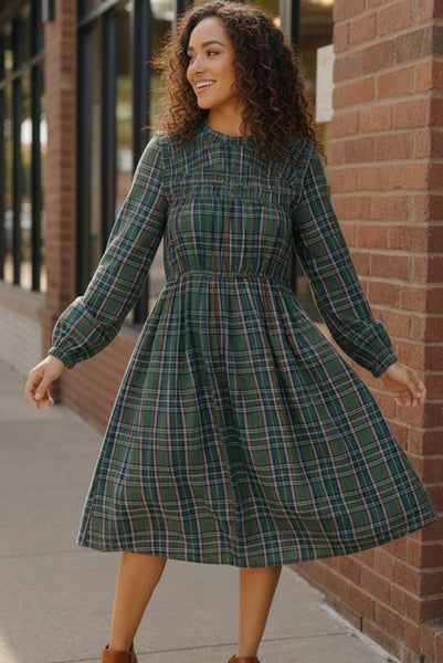 Cedar Lane Plaid Midi Dress