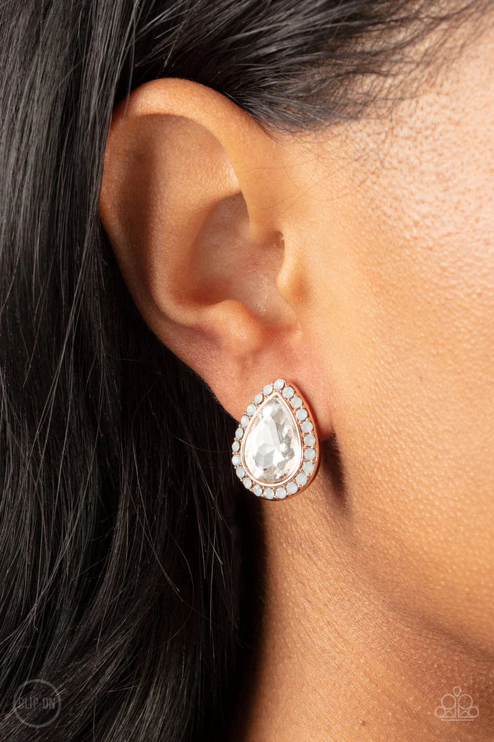 Paparazzi Cosmic Castles - Rose Gold Clip On Earrings (PZ-5070)