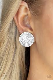 Drama on Demand - White Paparazzi Earrings (PZ-5094)