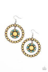 Saguaro Sanctuary - Yellow Paparazzi Earrings (PZ-4311)