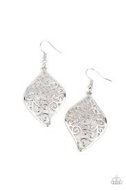Your Vine Or Mine - Silver Paparazzi Earrings (PZ-4183)