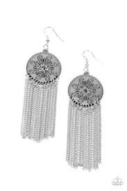 Fringe Control - Silver Paparazzi Earrings (PZ-2533)