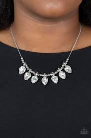 Crown Jewel Couture - White Paparazzi Necklace (PZ-5189)