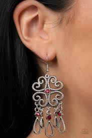 Majestic Makeover - Red Paparazzi Earring