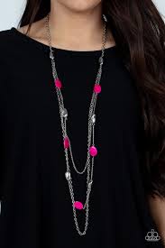 Barefoot and Beachbound - Pink Paparazzi Necklace (PZ-5449)