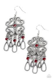 Majestic Makeover - Red Paparazzi Earring