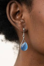 Pampered Glow Up - Blue Paparazzi Post Earrings (PZ-5291)