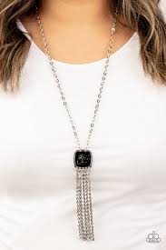 Seaside Season - Black Paparazzi Necklace (PZ-5389)