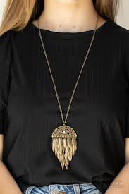 Canopy Cruise - Brass Paparazzi Necklace (PZ-4178)