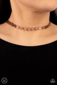 Flash Mob Flicker - Copper Disc Choker Necklace - Paparazzi (PZ-4981)