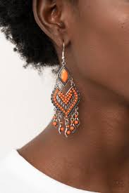 Dearly Debonair - Orange Paparazzi Earrings