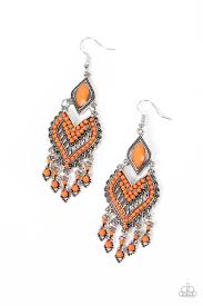 Dearly Debonair - Orange Paparazzi Earrings