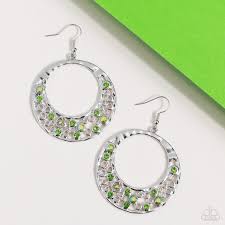 Enchanted Effervescence - Green Paparazzi Earrings (PZ-5691)