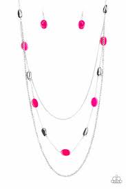 Barefoot and Beachbound - Pink Paparazzi Necklace (PZ-5449)