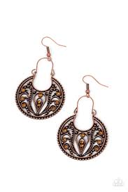 Vineyard Villa - copper - Paparazzi earrings (PZ-5148)