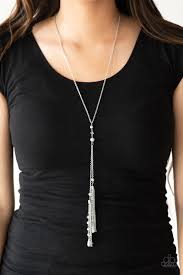 Timeless Tassels - Silver Paparazzi Necklace (PZ-1918)