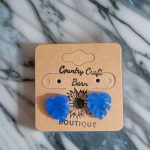 Little Diva - Blue Palm Tree Country Craft Barn Earrings (#1505)