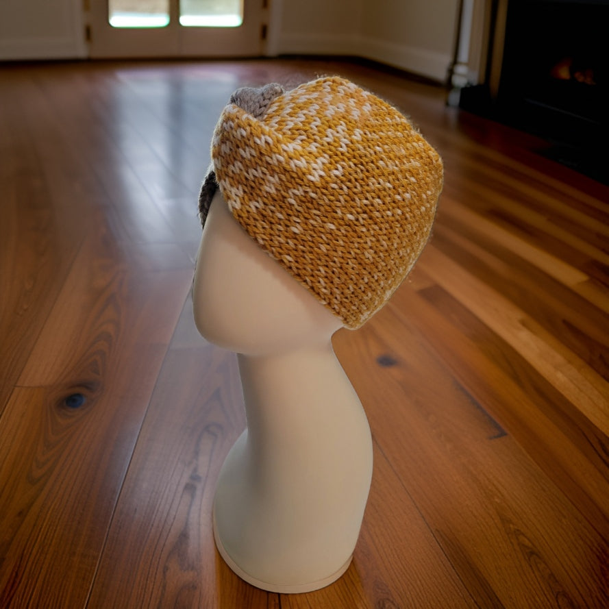 Cross Knit Headband - Golden/Taupe Country Craft Barn Ear Warmer (#926)
