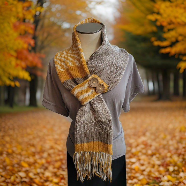 Golden/Taupe Country Craft Barn Scarf Set (SFS-3004)