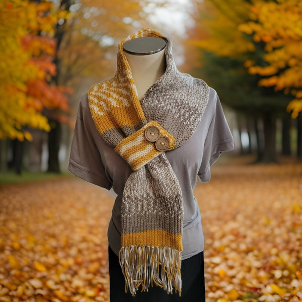 Golden/Taupe Country Craft Barn Scarf Set (#3004)