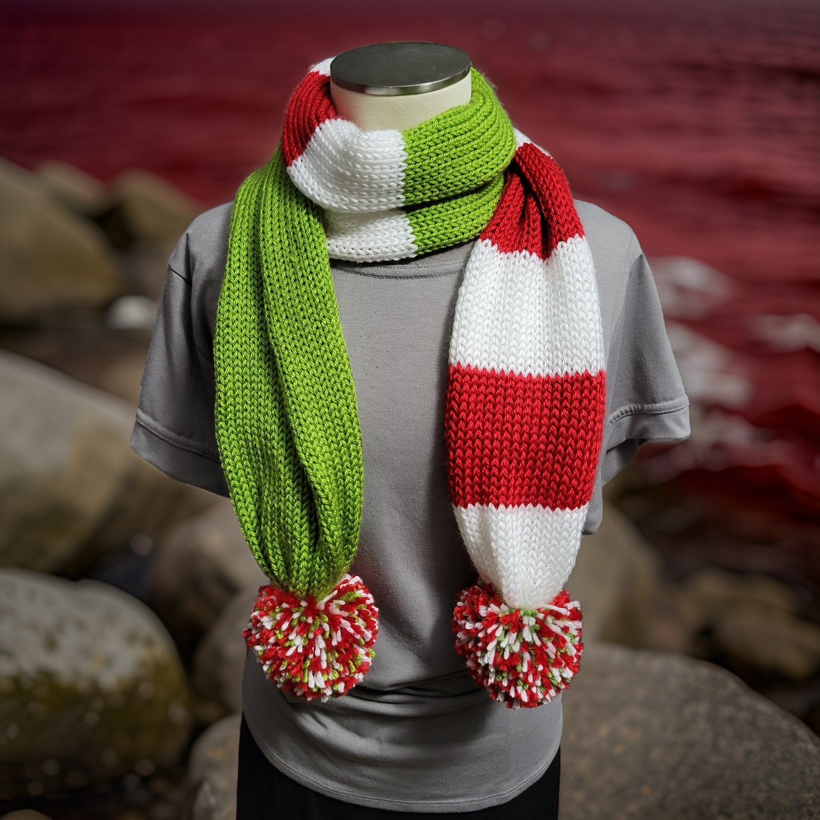 Grinch Striped Green - Country Craft Barn Scarf (SC-1009)