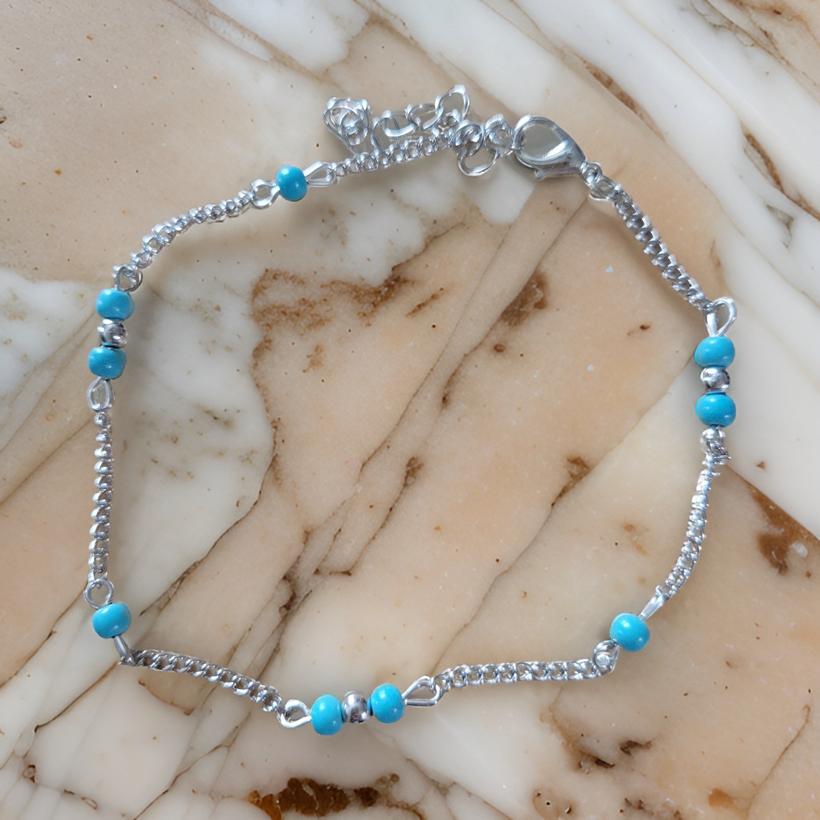 Turquoise Beaded - Blue Country Craft Barn Anklet (#4011)